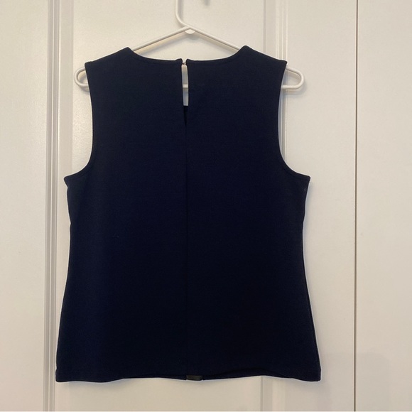 Banana Republic blue sleeveless tank top with leather middle ladies small - Picture 2 of 3